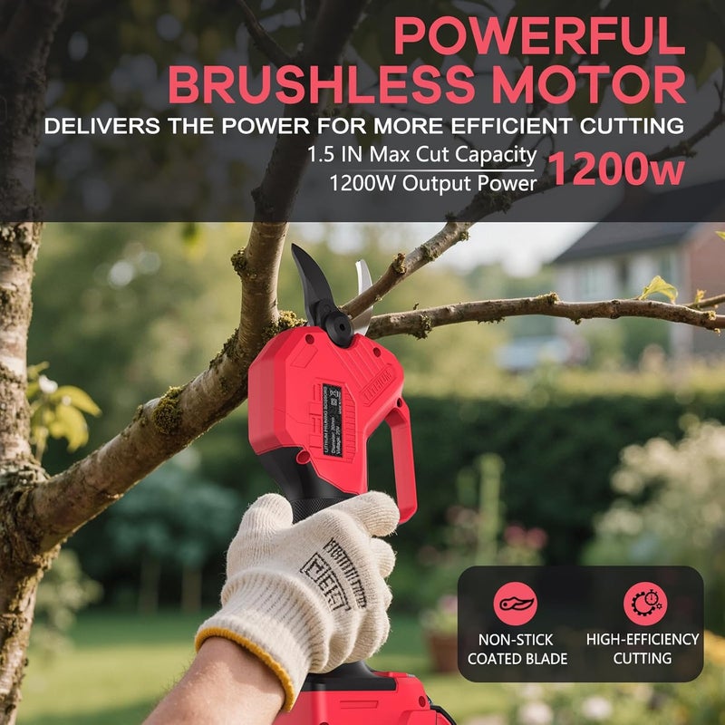 Okeelney Electric Pruning Shears for Milwaukee M18 Battery, Brushless Cordless Branch Cutter Pruner with 1.5 inch Cut Capacity for Tree trimming, Shrubs, Gardening - 1 YEAR REPLACEMENT WARRANTY - Image 2